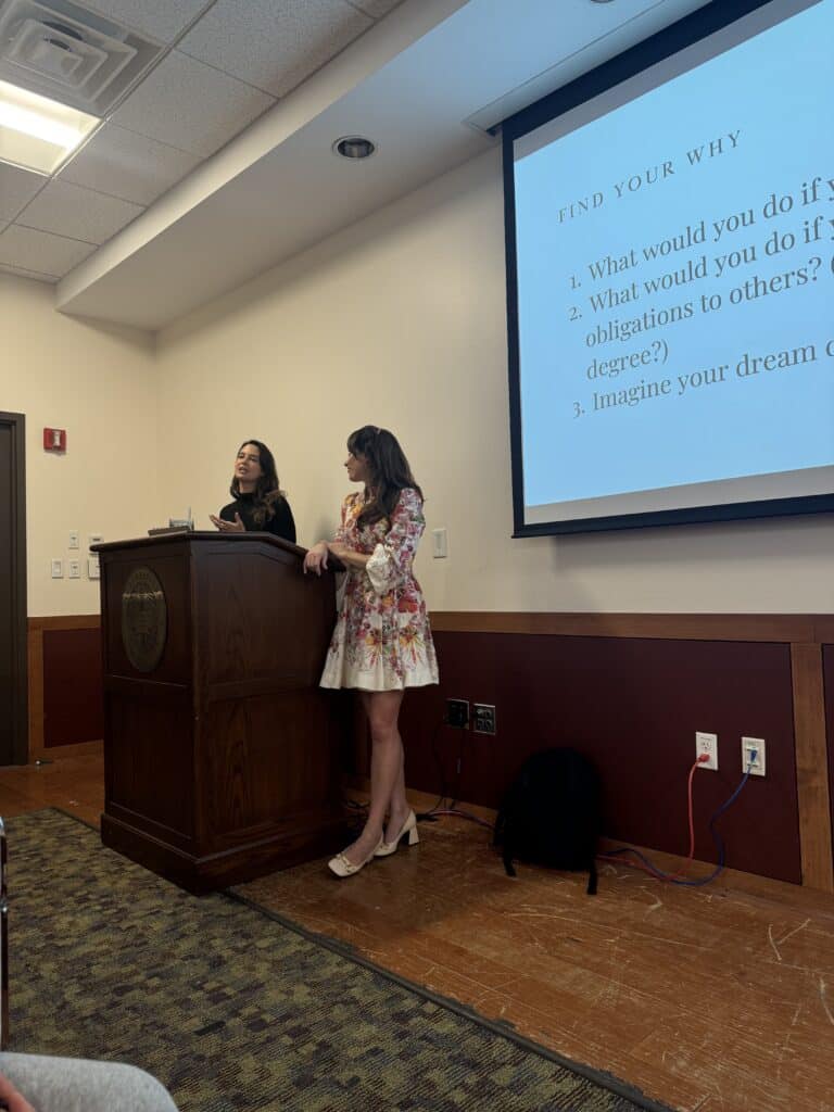 Julie Elaine Brown and Madeline Cunningham at Northeastern University